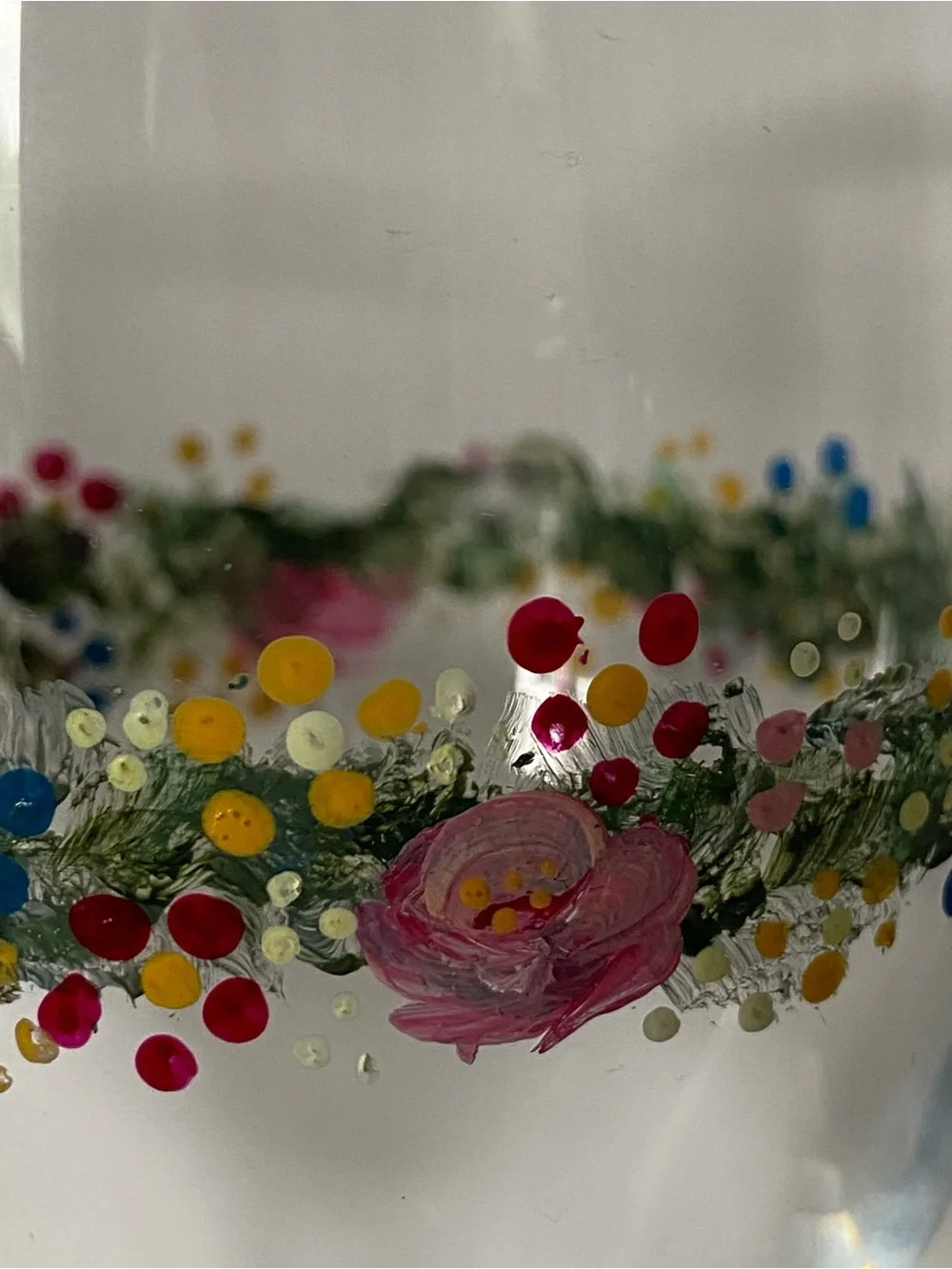 Hand Painted Wine Glasses Set of 2 Floral Flowers Garden Wedding 7” Glass Color